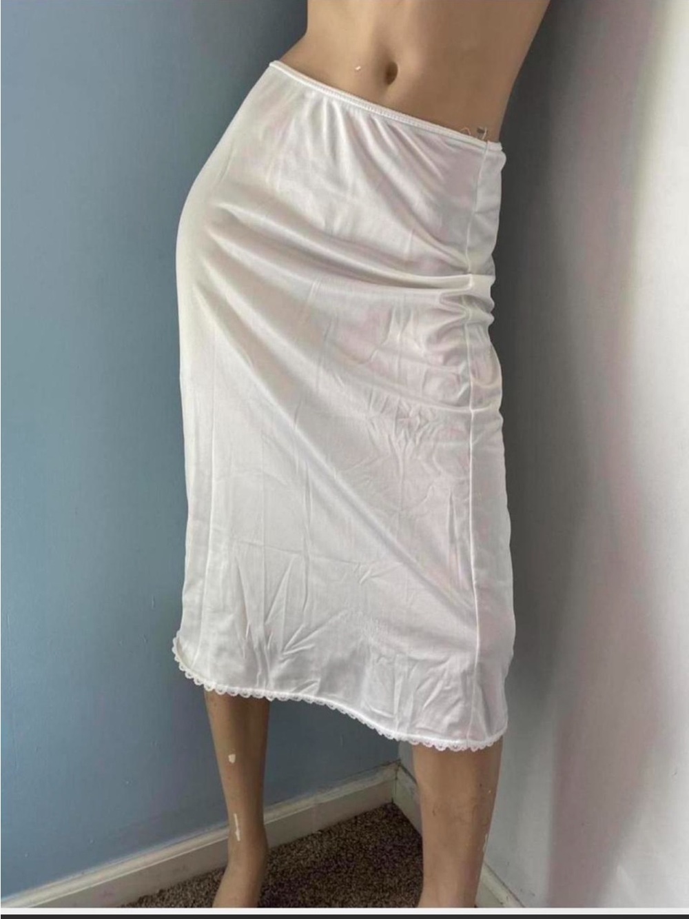 Vintage White Satin Slip Skirt